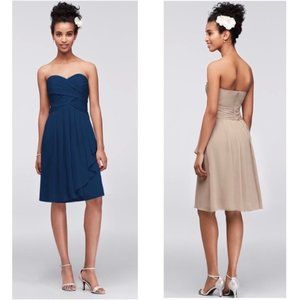 Short Crinkle Chiffon Dress with Front Cascade